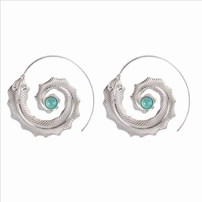 Wholesale Statemente Green Turquoise Metal Earrings